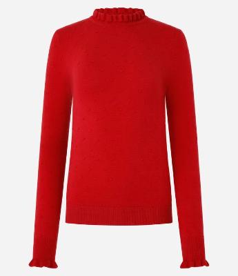 Suéter em Tricô com Frufru na Golinha Alta e Punho