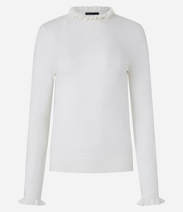 Suéter em Tricô com Frufru na Golinha Alta e Punho - 1