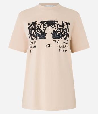 Camiseta em Algodão com Estampa Olhar de Tigre