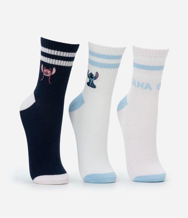 Kit 03 Meias Cano Médio em Algodão com Bordado Stitch e Angel - 3