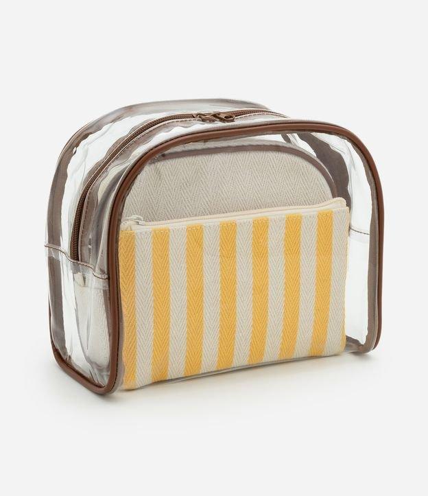 Kit 03 Nécessaire Grande em PU Estampa Listras Envelope - 1