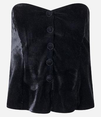 Blusa em Veludo Tomara que Caia com Botões Frontais