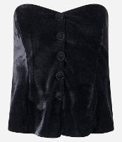 Blusa em Veludo Tomara que Caia com Botões Frontais - 1