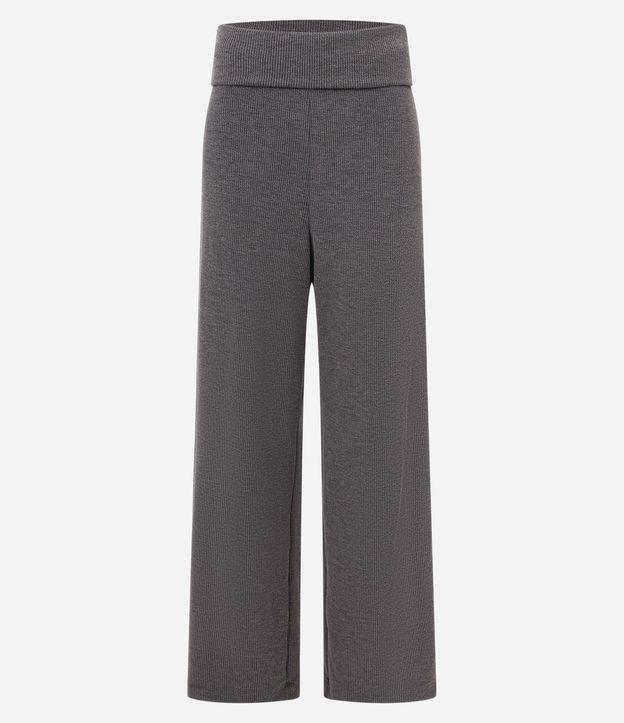 Calça Reta em Ana Ruga Texturizada e Pala Virada - 1