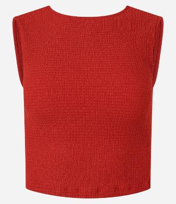 Blusa Texturizada sem Manga e Costas Abertas