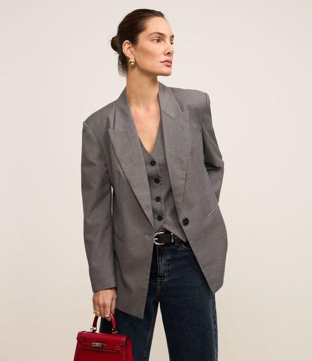 Blazer Oversized em Alfaiataria com Botão Único - 2