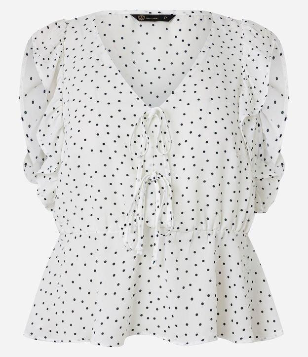 Blusa em Crepe com Amarração e Estampa Poá - 1
