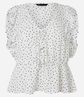 Blusa em Crepe com Amarração e Estampa Poá - 1