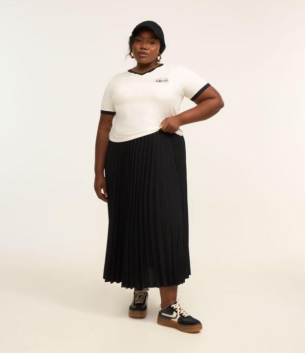 Saia Midi Plissada com Cós Elástico Curve & Plus Size - 2