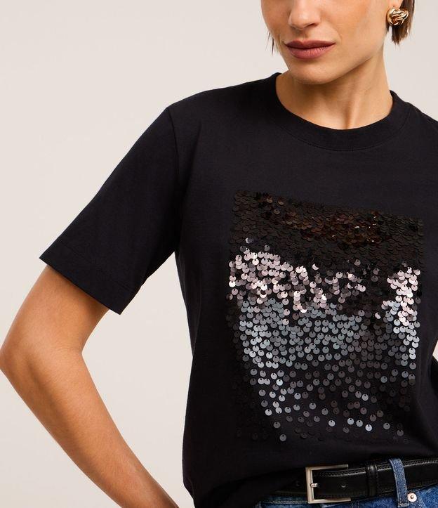 Camiseta Slim em Algodão com Bloco de Paetês - 2