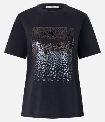 Camiseta Slim em Algodão com Bloco de Paetês