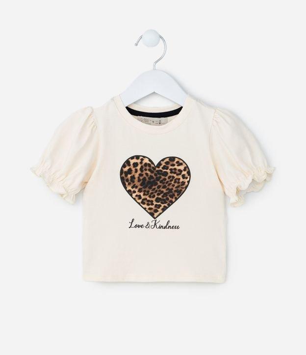 Blusa Infantil com Manga Bufante e Estampa Coração - Tam 1 a 6 Anos - 1