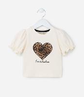 Blusa Infantil com Manga Bufante e Estampa Coração - Tam 1 a 6 Anos - 1
