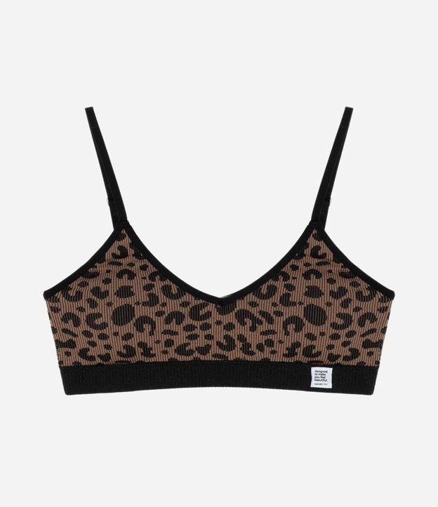 Sutiã Top sem Bojo Seamless Estampado de Oncinha - 1