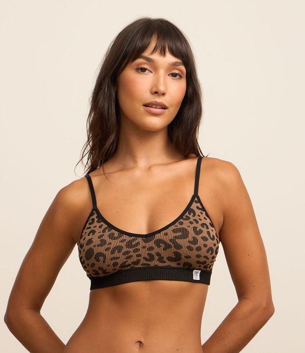 Sutiã Top sem Bojo Seamless Estampado de Oncinha - 2