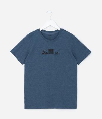 Camiseta Regular Infantil com Estampa Paisagem - Tam 5 a 14 Anos