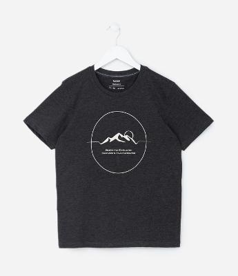 Camiseta Infantil com Estampa Montanhas - Tam 5 a 14 Anos