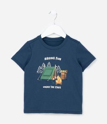Camiseta Infantil com Estampa Interativa de Cabaninha - Tam 1 a 6 Anos
