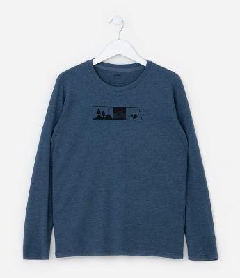 Camiseta Infantil com Estampa Paisagem - Tam 5 a 14 Anos
