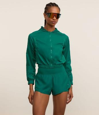 Jaqueta Corta Vento Esportiva Cropped com Saquinho