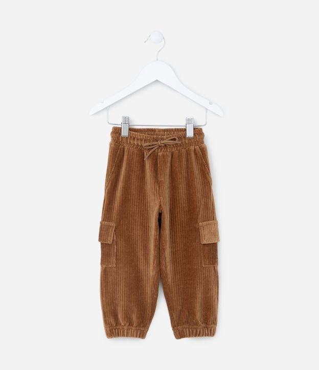 Calça Infantil em Veludo com Bolsos Cargo - Tam 1 a 6 Anos - 2