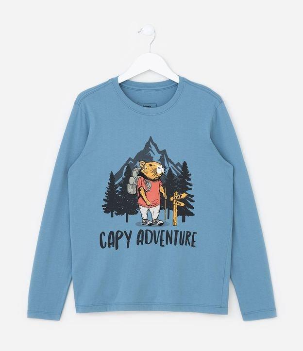 Camiseta Infantil com Estampa Capivara Aventureira - Tam 5 a 14 Anos - 1