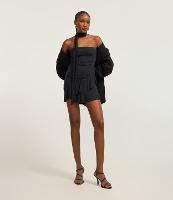 Vestido Curto em Jersey com Amarração no Pescoço e Babado na Barra - 2