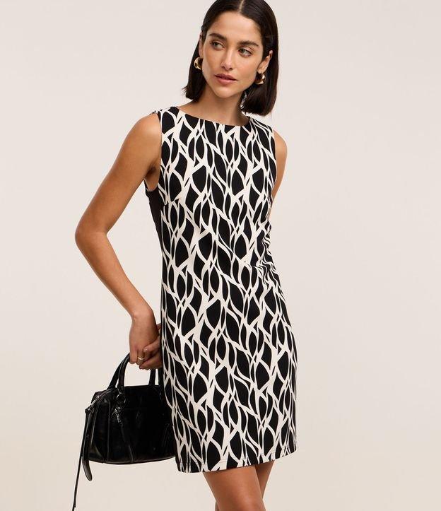 Vestido Curto em Crepe com Estampa Abstrata - 2