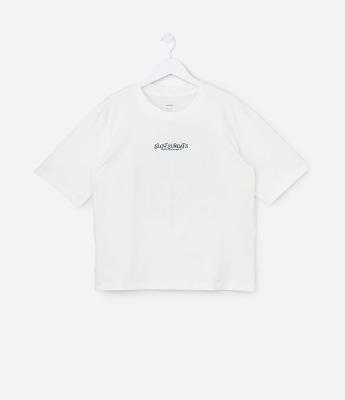 Camiseta Boxy Infantil com Lettering Slow Sundays - Tam 5 a 14 Anos