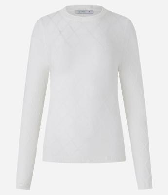 Suéter em Tricô com Gola Redonda e Textura Losângos