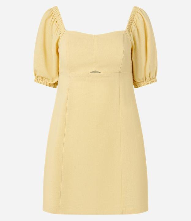 Vestido Curto em Viscolinho com Manga Bufante - 1