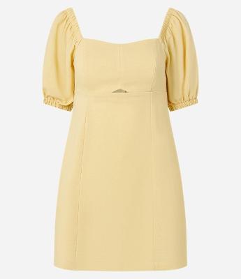 Vestido Curto em Viscolinho com Manga Bufante