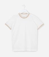 Camiseta Infantil Texturizada com Viés Contrastantes - 5 a 14 Anos - 1