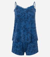 Pijama Short Doll em Viscose com Elastano e Renda Floral - 1