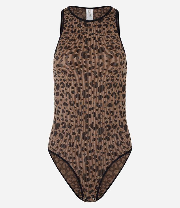 Body Lingerie sem Bojo em Poliamida Seamless Estampada de Oncinha - 1