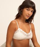 Sutiã Top Sem Bojo em Microfibra com Textura Furadinha e Renda - 1