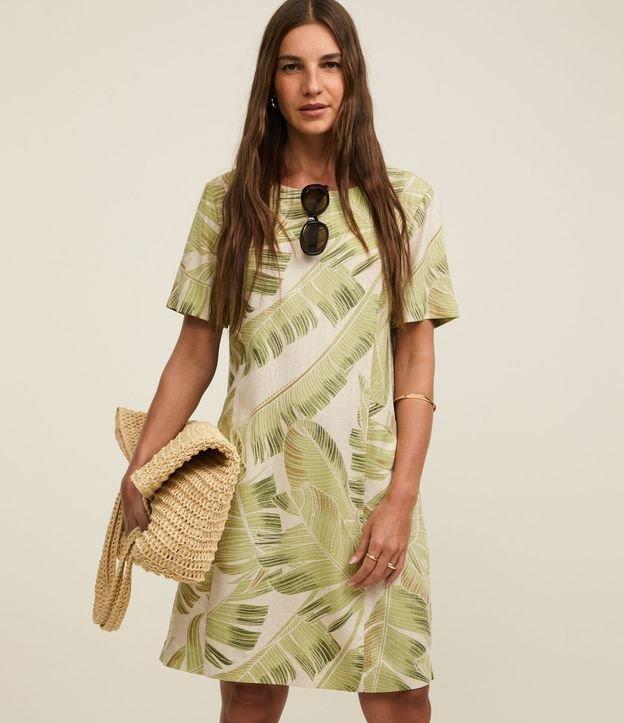 Vestido em Viscolinho com Estampa Folhagens - 2
