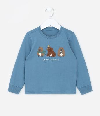 Camiseta Infantil com Bordado Capivarinhas - Tam 1 a 6 Anos