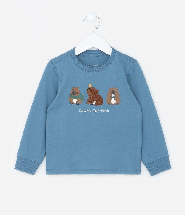 Camiseta Infantil com Bordado Capivarinhas - Tam 1 a 6 Anos - 1