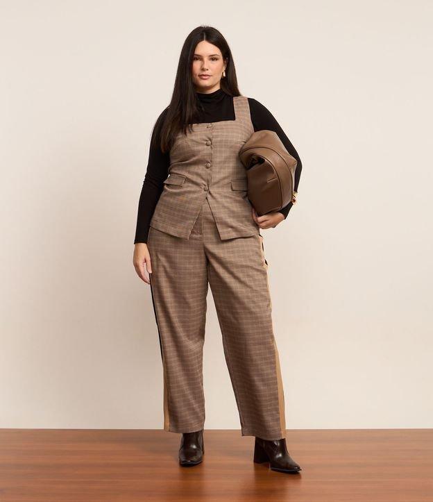 Calça Reta Alfaiatada e Estampa Pied Poule Curve & Plus Size - 2