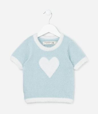 Blusa Infantil com Pelinhos e Estampa Coração - Tam 5 a 14 Anos