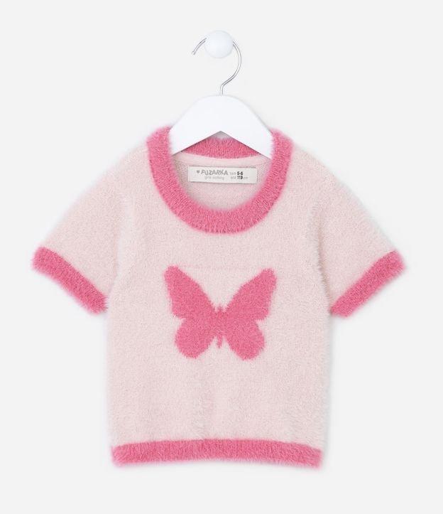 Blusa Infantil com Pelinhos e Estampa Borboleta - Tam 5 a 14 Anos - 1