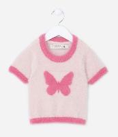 Blusa Infantil com Pelinhos e Estampa Borboleta - Tam 5 a 14 Anos - 1