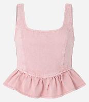 Blusa em Sarja Corsetada com Babado na Barra - 1