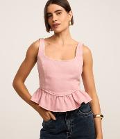 Blusa em Sarja Corsetada com Babado na Barra - 2