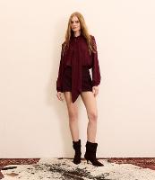 Saia Curta em Suedine com Cintura Média - 1