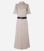 Vestido Reto Longo em Alfaiataria Acetinado com Cinto - 1