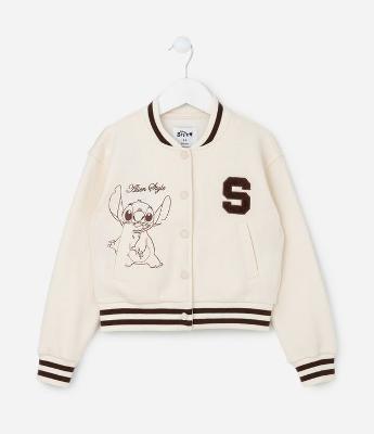 Jaqueta Bomber Infantil com Bordado do Stitch - Tam 5 a 14 Anos