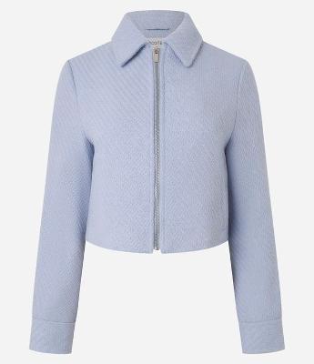 Jaqueta Curta Texturizada em Tweed com Bolsos