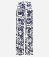 Calça Wide Leg  Cintura Alta em Viscose com Estampa Paisley - 1